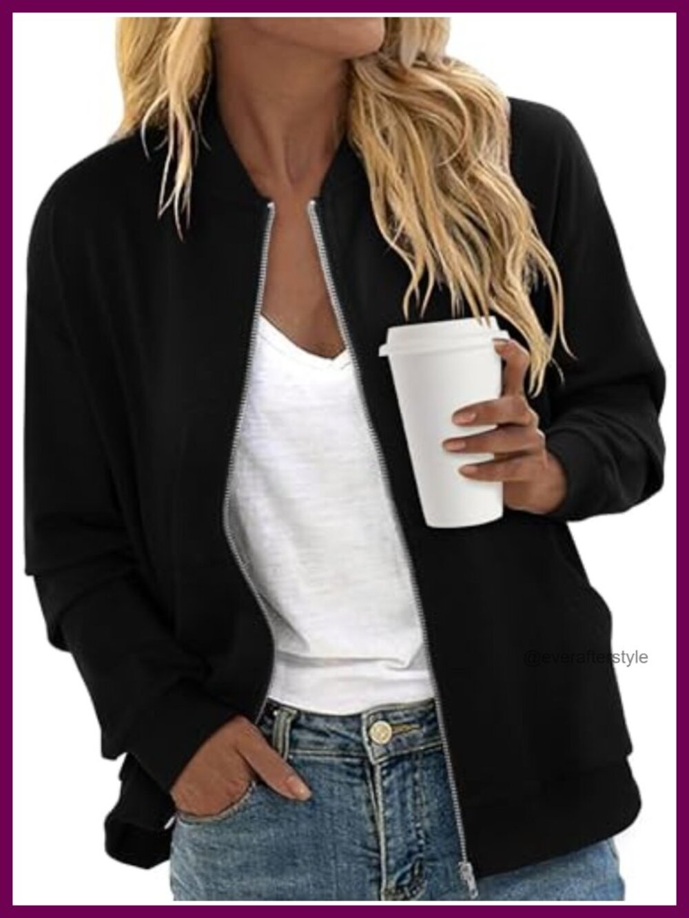 Women's Zip Up Jacket Casual Long Sleeve Sweatshirt Bomber Windbreaker